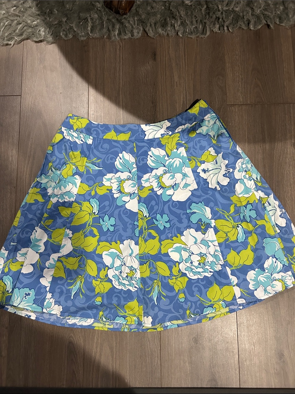 Blue Floral A-Line Skirt - Brand Unspecified